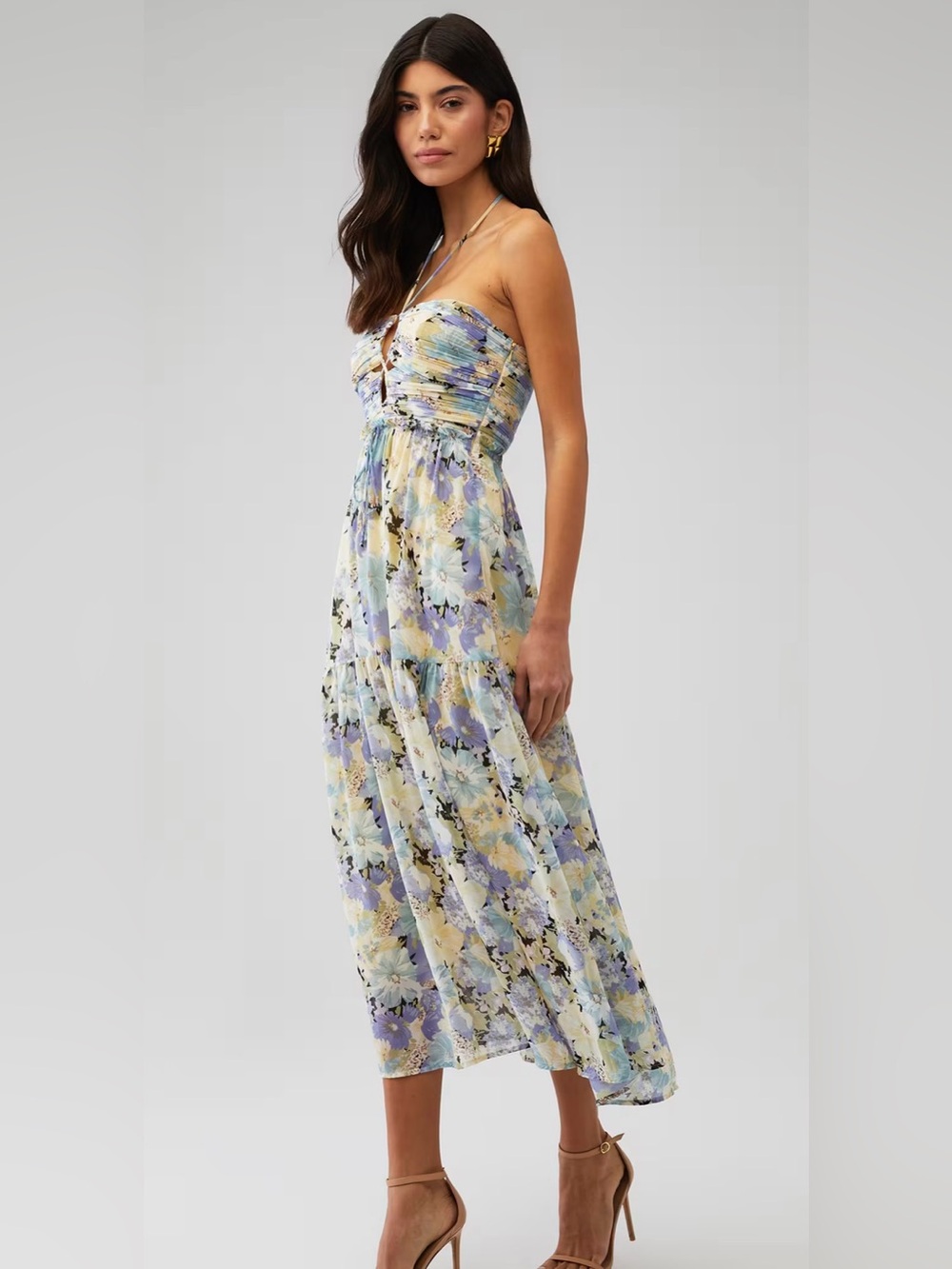 ASTR the label Rozina Maxi Dress in Blue/Green Floral, Size Medium - Picture 2 of 9